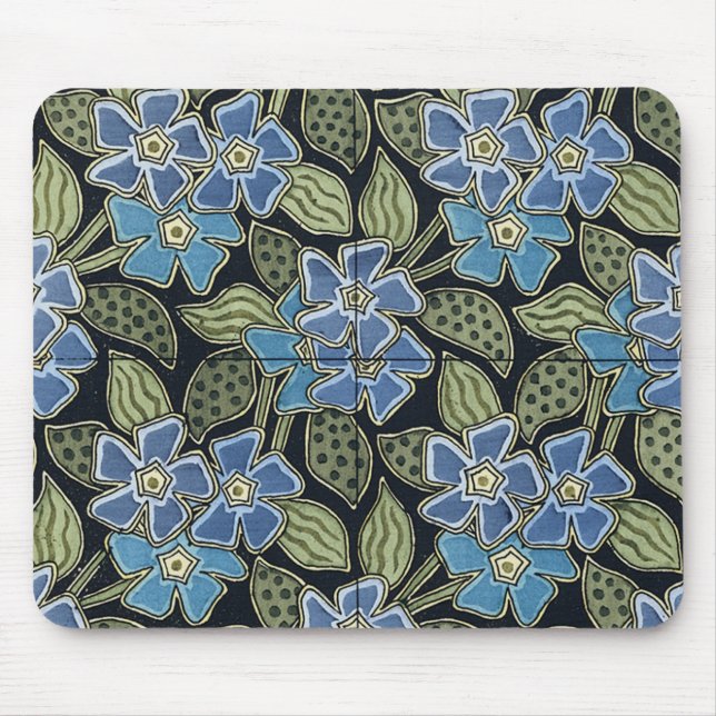 Grasset's Art nouveau Blåa blommor - Mousepad Musmatta (Framsidan)