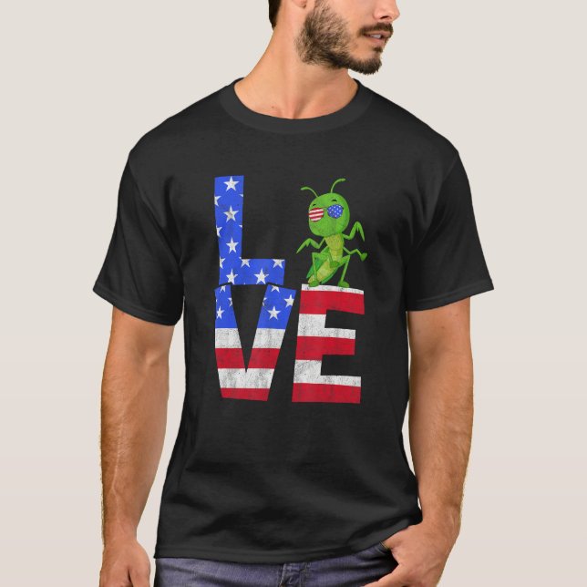 Grasshopper American Flag Sunglasses 4th of July P T Shirt (Framsida)