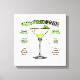 GRASSHOPPER Cocktail Recipe Art 12"x12" Canvastryck