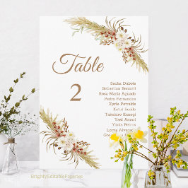 Grassland Dream Bröllop Bord Card. Program