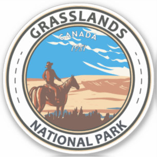 Grasslands National Park Canada Travel Art Vintage Klistermärken