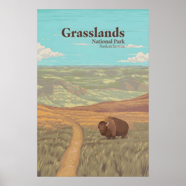 Grasslands nationalpark Kanada Reseskylt Poster (Framsidan)