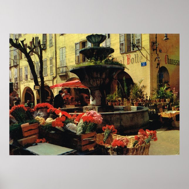 Grassmarknaden, frukt och fontän poster (Framsidan)