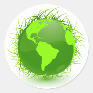 GRASSY GRÖNT PLANET RUNT KLISTERMÄRKE