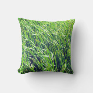 Grassy Nature Grönt Grass Blowing i Vinden Kudde