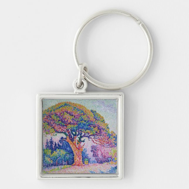 Grästräd på St Tropez, 1909 Fyrkantig Silverfärgad Nyckelring (Framsidan)