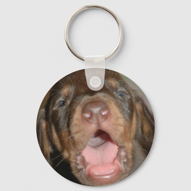 Gråt baby Doberman Nyckelring (Framsida)