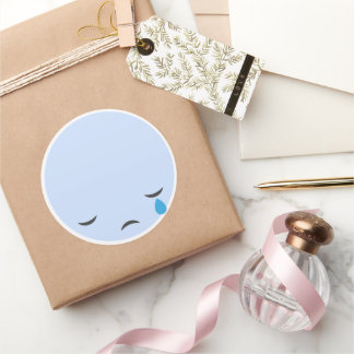 Gråt Ledsen Emoji Runt Klistermärke