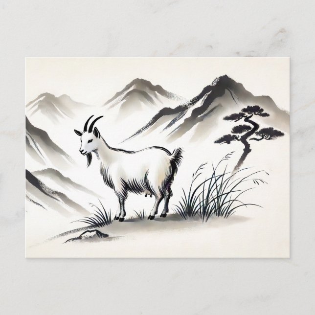 Gråt på Meadow med berg Helg Vykort (Framsida)