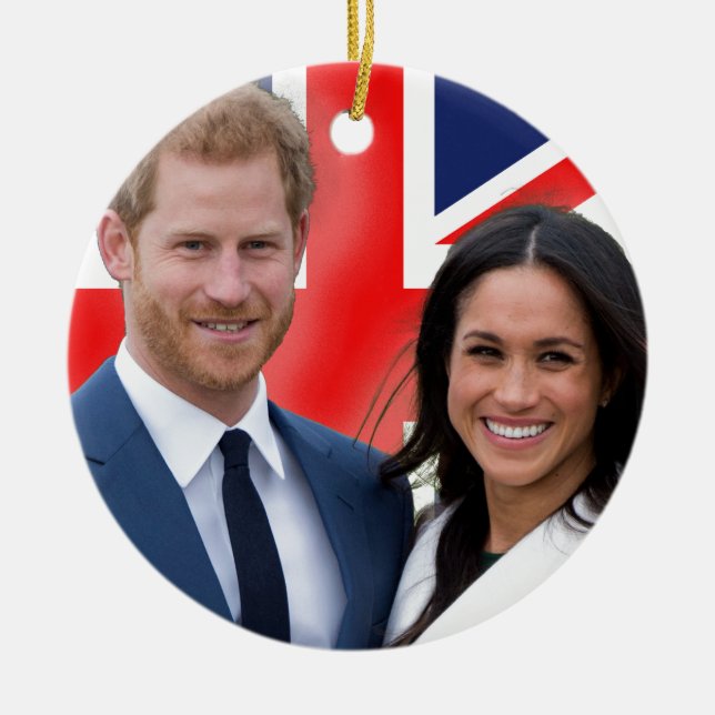 Gråt! Prince Harry och Meghan Markle Julgransprydnad Keramik (Framsidan)