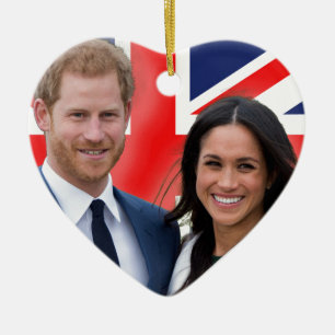 Gråt! Prince Harry och Meghan Markle Julgransprydnad Keramik