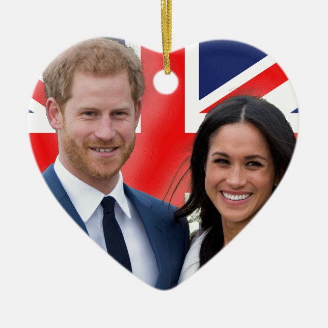 Gråt! Prince Harry och Meghan Markle Julgransprydnad Keramik (Framsidan)