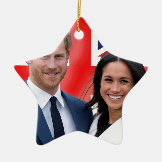 Gråt! Prince Harry och Meghan Markle Julgransprydnad Keramik (Framsidan)