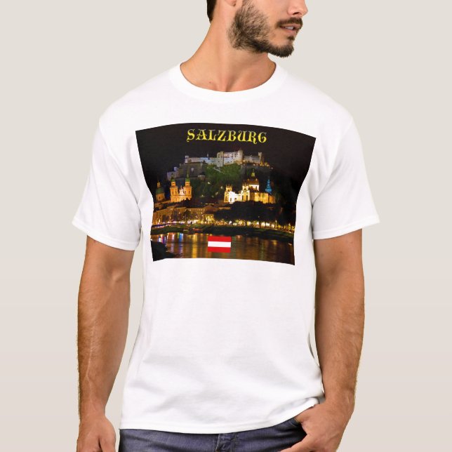 Gråt! Salzburg Österrike med flagga T Shirt (Framsida)