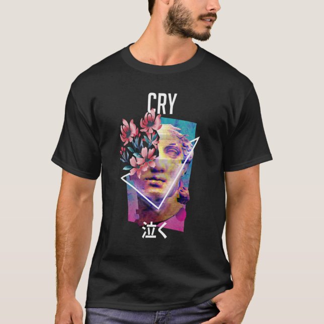 Gråt Vaporwave Aesthetic Japan E Girl T Shirt (Framsida)