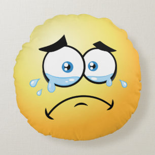 Gråta den Emoji rundan Rund Kudde