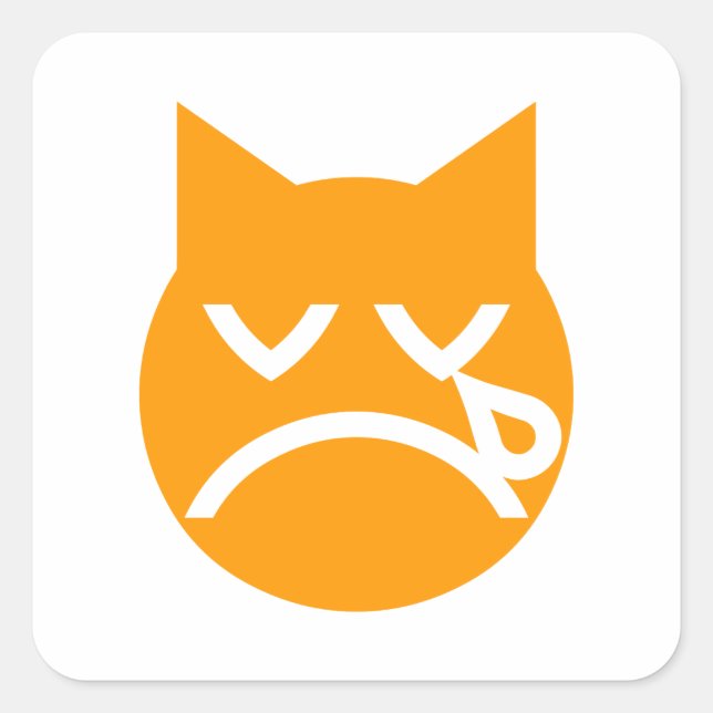 Gråta Emoji Cat Fyrkantigt Klistermärke (Framsida)