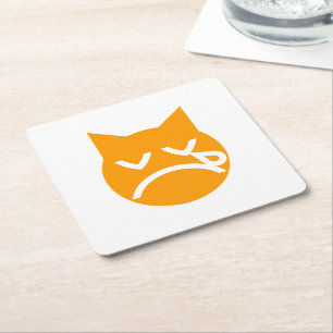 Gråta Emoji Cat Underlägg Papper Kvadrat