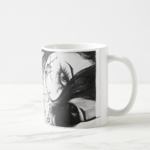 Gråta flicka med ro Surreal teckning art Kaffemugg