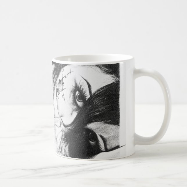 Gråta flicka med ro Surreal teckning art Kaffemugg (Höger)
