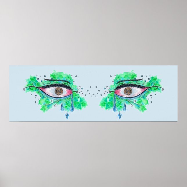 Gråta Ögon-turkos Poster Skriv ut (Framsidan)