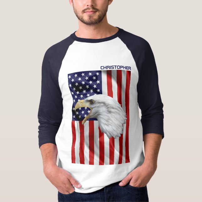 Gråtande amerikanska Eagle, USA flagga, patriotisk T Shirt (Framsida)
