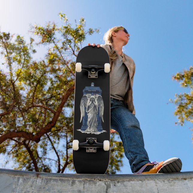 Gråtande ängel med blå polisbox 1 mini skateboard bräda 18,5 cm (Utomhus 1)