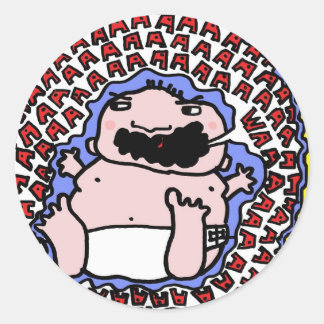 gråtande baby runt klistermärke