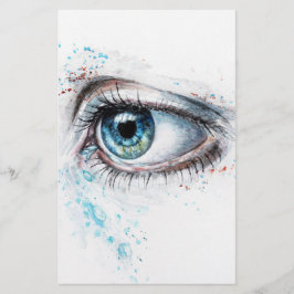 Gråtande blått Öga (trötthet, sympati och depressi Brevpapper