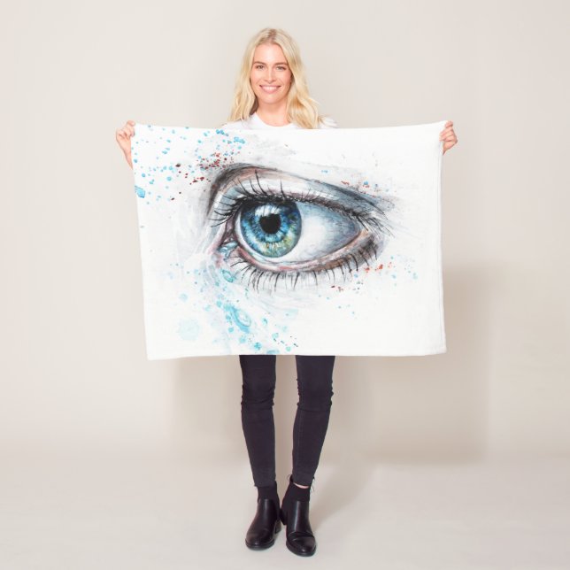 Gråtande blått Öga (trötthet, sympati och depressi Fleecefilt (På plats)