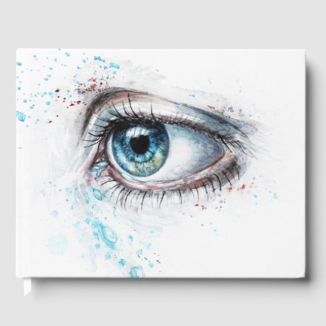 Gråtande blått Öga (trötthet, sympati och depressi Gästböcker (Framsida)