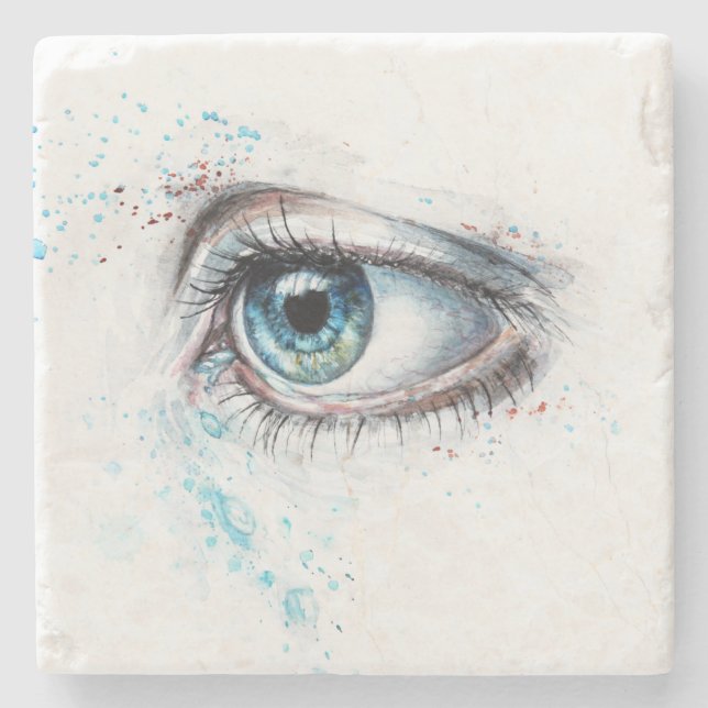 Gråtande blått Öga (trötthet, sympati och depressi Stenunderlägg (Framsidan)