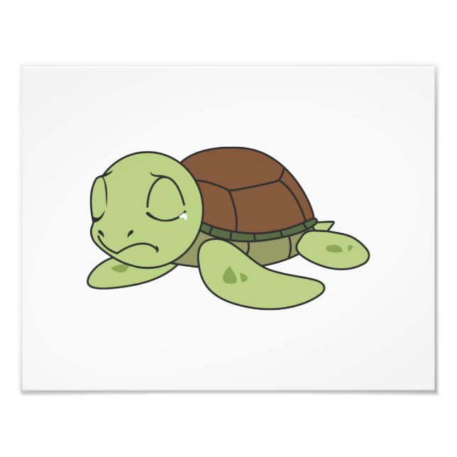 Gråtande Cute Baby Turtle Tortoise Greeting Card Fototryck (Framsidan)