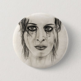 Gråtande flicka - Teckning i blyertspenna Knapp