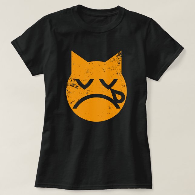 Gråtande Grunge Cat Emoji T Shirt (Design framsida)