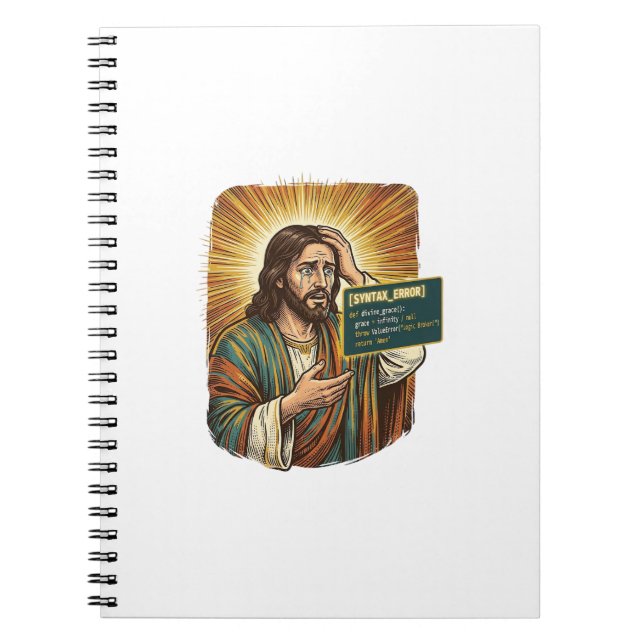 Gråtande Jesus Syntaxfel Kodande Programmerare Mju Anteckningsbok (Framsidan)