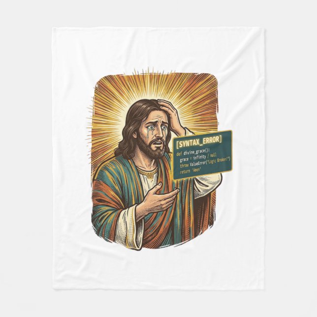 Gråtande Jesus Syntaxfel Kodande Programmerare Mju Fleecefilt (Framsidan)