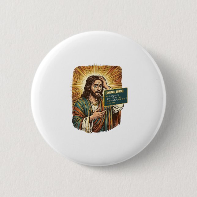 Gråtande Jesus Syntaxfel Kodande Programmerare Mju Knapp (Framsida)