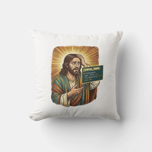 Gråtande Jesus Syntaxfel Kodande Programmerare Mju Kudde (Framsida)