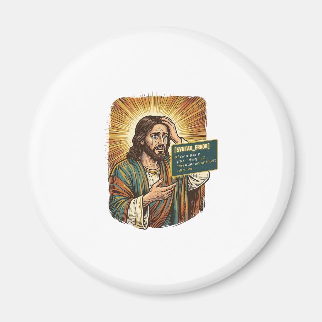 Gråtande Jesus Syntaxfel Kodande Programmerare Mju Magnet (Framsidan)