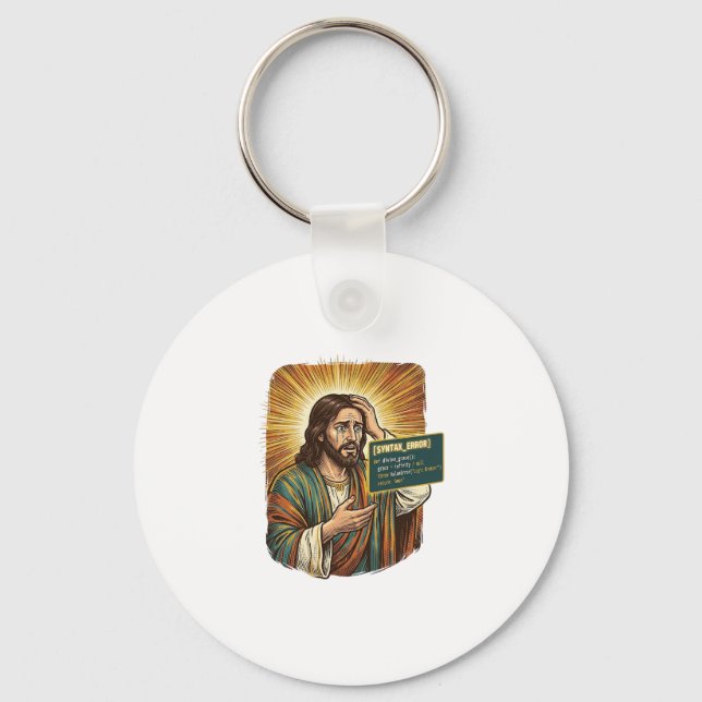 Gråtande Jesus Syntaxfel Kodande Programmerare Mju Nyckelring (Framsida)