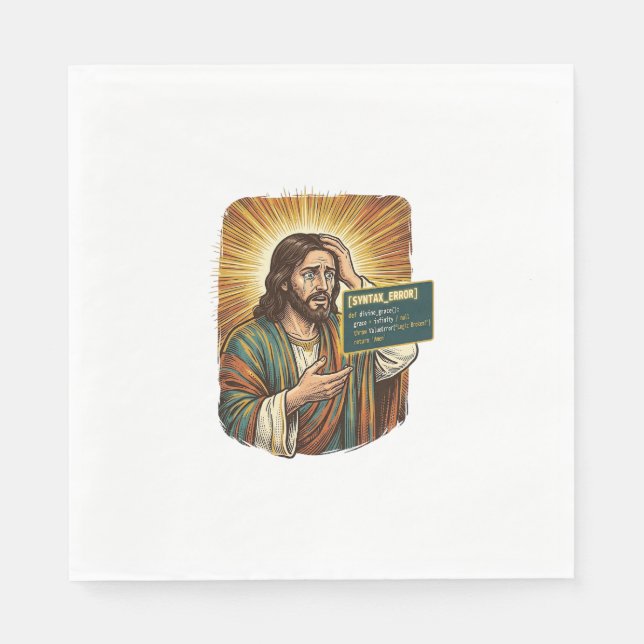 Gråtande Jesus Syntaxfel Kodande Programmerare Mju Pappersservett (Framsidan)