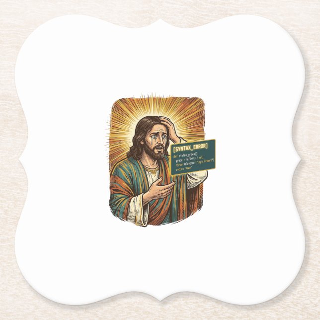 Gråtande Jesus Syntaxfel Kodande Programmerare Mju Underlägg Papper (Framsida)