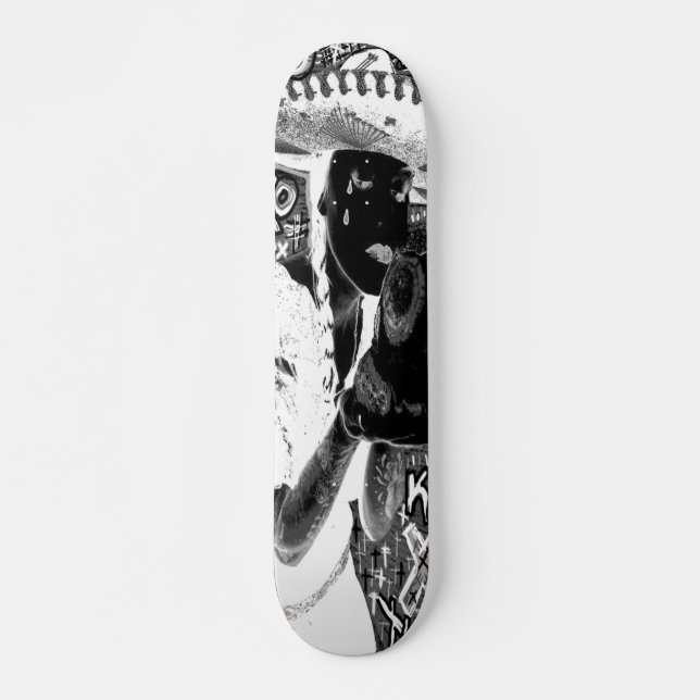 gråtande mexikanska kyssar skalle mini skateboard bräda 18,7 cm (Framsida)