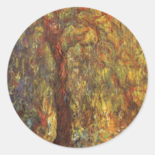 Gråtande pil av Claude Monet, Vintage finkonst Runt Klistermärke