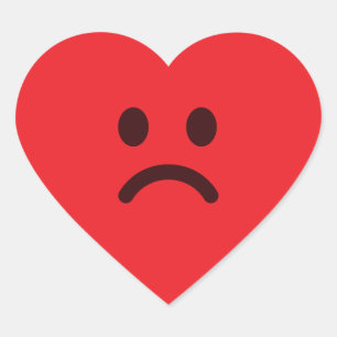 Gråtande Rött Hjärta Emoji Moodsamt Tecknat Kliste Hjärtformat Klistermärke
