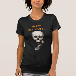 Gråtande Skeleton Holding a Ro Halloween T Shirt