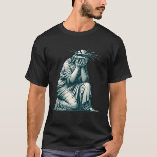 Gråtande Skulptur Staty av Frihet Gråtande Parodi T Shirt