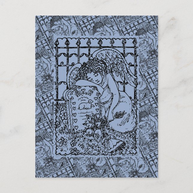 GRÅTANDE SKYDDANDEÄNGEL, BEGRAVNINGSSYMPATI VYKORT (Framsida)