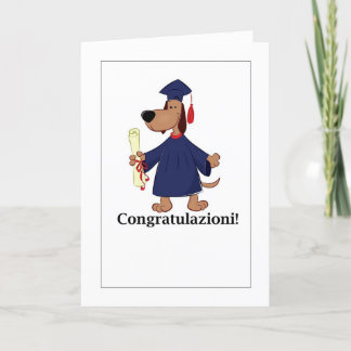 Gratazioni! - Studenten Hund Cap och Gown Helgkort